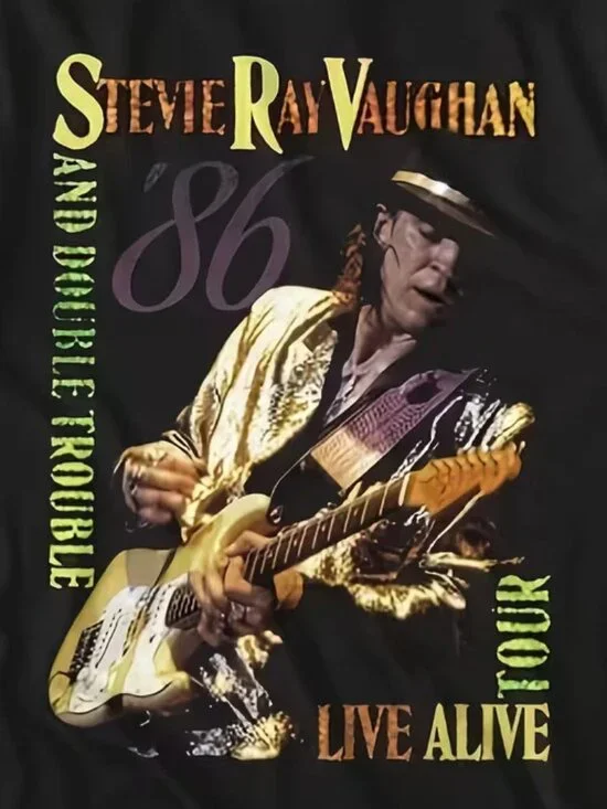 Music by Stevie Ray Vaughan Live Performance Tour Black Adult T-Shirt 189 - Picture 2 of 5